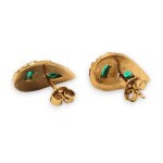 Emerald gold earrings - 1960s