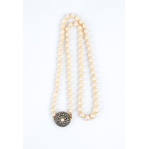 Gold, silver diamonds pearl necklace -