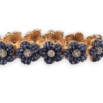 Sapphire diamond gold bracelet - 1950s