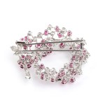 Gold, ruby and diamond garland brooch - 1950s