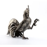 Solid silver rooster and sparrow - Italy, 20th centuries