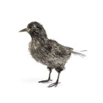 Solid silver blackbird - Italy, 20th century