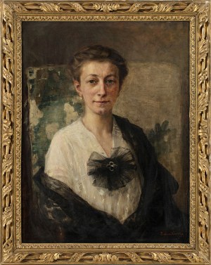 Teodor Axentowicz (1859-1938), Portret damy z broszą