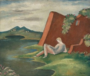 Eugeniusz Zak (1884-1926), Idylla - Krajobraz z leżącym młodzieńcem, ok. 1915