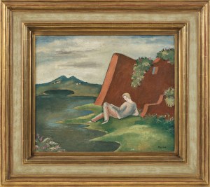 Eugeniusz Zak (1884-1926), Idylla - Krajobraz z leżącym młodzieńcem, ok. 1915
