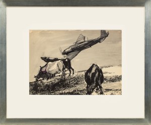 Andrzej Wróblewski (1927-1957), Krowy i samolot / Noworodek (Kompozycja figuralna nr 604), po 10.05.1954