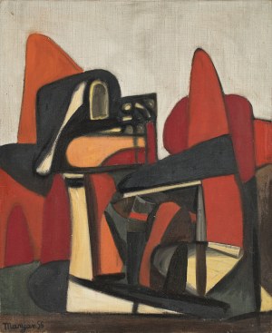 Pinchas Burstein (1927-1977) ((Maryan)), Bez tytułu (Serie Rouge), 1956