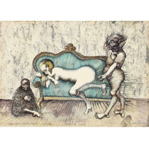 Jan Lebenstein (1930-1999), Sc ène de salon, 1973