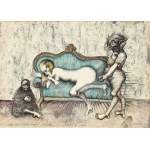 Jan Lebenstein (1930-1999), Sc ène de salon, 1973