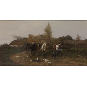 Antoni Piotrowski (1853 Nietulisko Duże k. Kunowa - 1924 Warszawa), Powstańcy z rannym towarzyszem, 1881