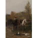 Antoni Piotrowski (1853 Nietulisko Duże k. Kunowa - 1924 Warszawa), Powstańcy z rannym towarzyszem, 1881