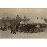 Antoni Piotrowski (1853 Nietulisko Duże k. Kunowa - 1924 Warszawa), Przed karczmą, 1883