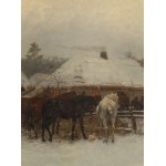Antoni Piotrowski (1853 Nietulisko Duże near Kunów - 1924 Warsaw), In front of an inn, 1883
