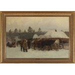 Antoni Piotrowski (1853 Nietulisko Duże near Kunów - 1924 Warsaw), In front of an inn, 1883