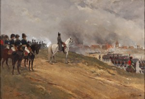 Jan Rosen (1854 Warszawa - 1936 Arlington, Stany Zjednoczone), Napoleon i jego wojsko oglądający płonące miasto, 1909