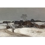Walery Brochocki (1847 Włocławek - 1923 Warszawa), Pejzaż zimowy z nosiwodą, 1880