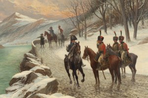 Jan Chełmiński (1851 Brzustów - 1925 Nowy Jork), Napoleon z oficerami kawalerii na zwiadach w górach