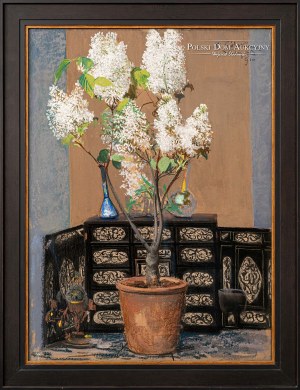 Leon WYCZÓŁKOWSKI (1852 - 1936), Kwiaty bzu w donicy, 1910