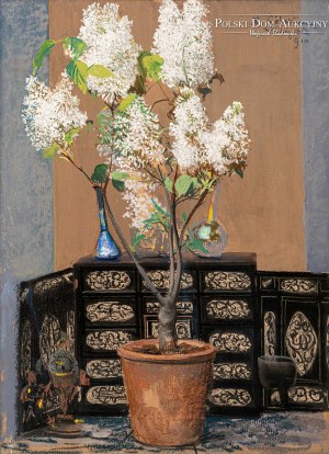 Leon WYCZÓŁKOWSKI (1852 - 1936), Kwiaty bzu w donicy, 1910