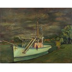 Michel ADLEN (1898 - 1980), Landschaft mit einem Boot
