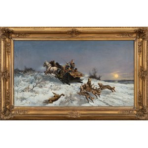 Tadeusz RYBKOWSKI (1848 - 1926), L'attacco dei lupi