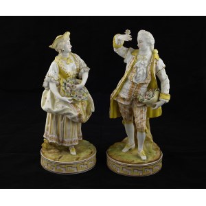 PAIR OF PORCELAIN FIGURES - A SHEPHERD AND A SHEPHERDESS