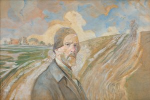 Jacek Malczewski (1854 Radom - 1929 Kraków), Autoportret w pejzażu w Lusławicach, 1925 r.