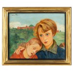 Wlastimil Hofman (1881 Prague - 1970 Szklarska Poreba), Couple of children against the background of Kosciuszko Mound, 1923.