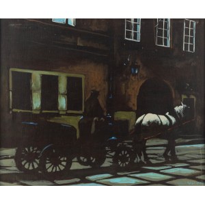 Antoni Fałat (1942-2024), Dorożka na starym mieście, 1980.