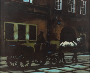 Antoni Fałat (1942-2024), Dorożka na starym mieście, 1980 r.