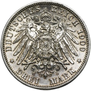 Germany, Kingdom of Prussia, Wilhelm II, 3 Mark Berlin 1909 A