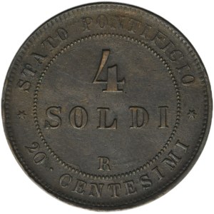 Papal States, Vatican, Pius IX, 4 Soldi Rome 1866 R