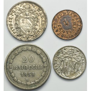 Sada, Cirkevný štát, Vatikán, Pius IX, 1 Centesimo, 5 Baiocchi, 10 Baiocchi a 20 Baiocchi (4 kusy).