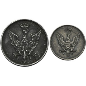Set, Polish Kingdom, 1 pfennig and 10 pfennig 1917-1918 (2 pcs.)