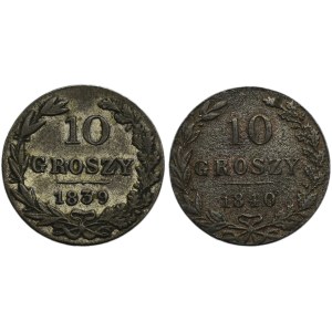 Set, Polish Kingdom, 10 groschen Warsaw 1839-1840 MW (2 pcs.)