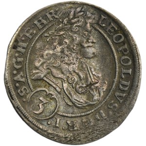 Silesia, Habsburg rule, Leopold I, 3 Kreuzer Breslau 1695 MMW