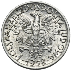 5 złotych 1958 Rybak - wąska ósemka