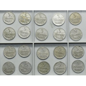 Set, Free City of Danzig, 5 pfennige 1923 (20 pcs.)