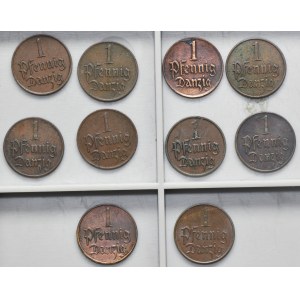 Set, Free City of Danzig, 1 pfennige 1923 (10 pcs.)