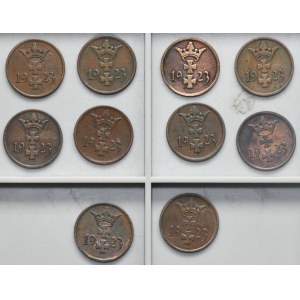Set, Free City of Danzig, 1 pfennige 1923 (10 pcs.)