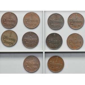 Set, Free City of Danzig, 1 pfennige 1923 (10 pcs.)