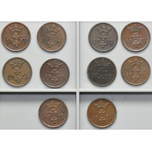 Set, Free City of Danzig, 1 pfennige 1923 (10 pcs.)