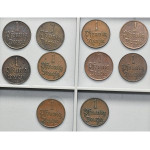 Set, Free City of Danzig, 1 pfennige 1923 (10 pcs.)