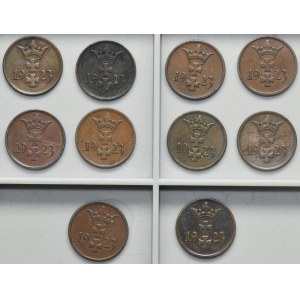 Set, Free City of Danzig, 1 pfennige 1923 (10 pcs.)