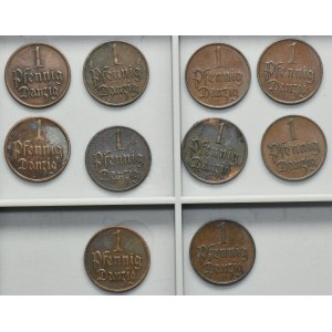 Set, Free City of Danzig, 1 pfennige 1923 (10 pcs.)