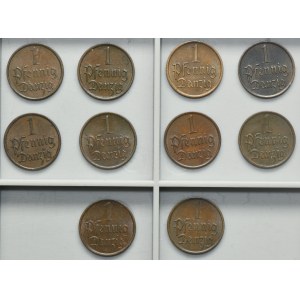 Set, Free City of Danzig, 1 pfennige 1937 (10 pcs.)
