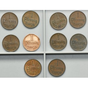 Set, Free City of Danzig, 1 pfennige 1937 (10 pcs.)
