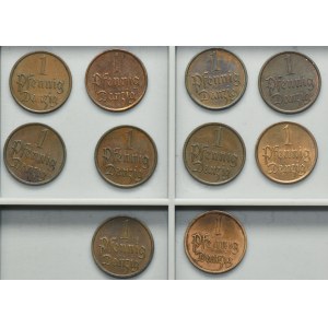 Set, Free City of Danzig, 1 pfennige 1937 (10 pcs.)
