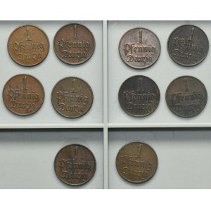 Set, Free City of Danzig, 1 pfennige 1923 (10 pcs.)