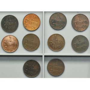 Set, Free City of Danzig, 1 pfennige 1923 (10 pcs.)
